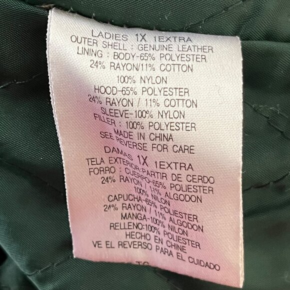 VTG Outbrook  Womens XL Coat Jacket Color Block Hooded Suede Leather 90s Retro - Picture 11 of 12